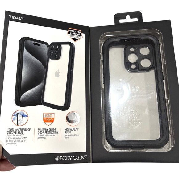 Body Glove iPhone 15 Pro Black/Clear Tidal Waterproof 6ft Drop Phone Case NEW - Picture 6 of 7